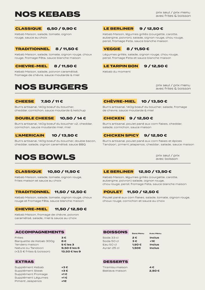 LE TARPIN BON - Berliner Kebab - Castellane - Menu Image 1